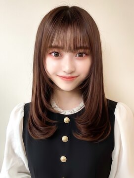 アフロート ディル(AFLOAT D'L) ぱっつん前髪顔まわりカット小顔ミディアムレイヤーストレート