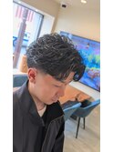 オールバックパーマ×テーパーフェード