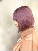 ダブルカラーピンクラベンダーブリーチハイトーン丸みショート