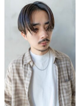 イオ 本厚木(io) センターパートメンズカットビジネス黒髪ニュアンスパーマ