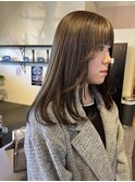大人美人艶カラーベージュ小顔カット透明感レイヤーロング