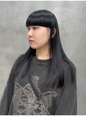 ワイドバング刈り上げ女子モード個性的かっこいいクール黒髪