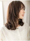 □くすみカラー抜け感ミディアムウルフカット416志木30代40代