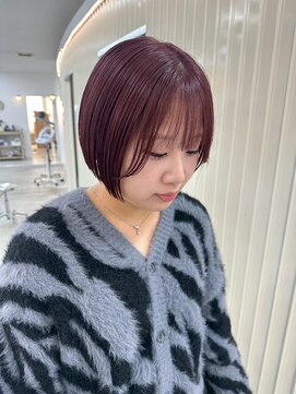 ユイマァル 岡山店(YUIMARL) ショートボブ10代20代30代ワインレッドボルドー透明感カラー