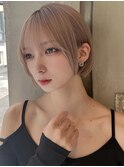 耳掛けボブ×ピンクベージュ×ウルトワ