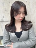 ラベンダーブラウンエアリーロング20代30代美髪韓国風くびれ巻き