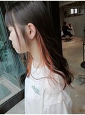 インナーカラー×オレンジベージュ 栄美容院20代30代