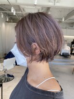 グリーン(green)&nbsp;ハイライトを入れたpink purple ショートボブ　bymisaki