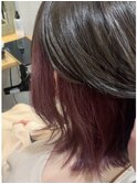 フリンジバング#ベイビーピンク#カシスレッド#ふんわりカール