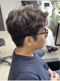 メンズ/アップバング/ツーブロックマッシュ/束感ショート波巻き