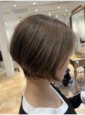 【ミルクティーグレージュ×ショートボブ】