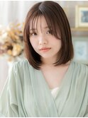 流し前髪アッシュオリーブ内巻きワンカールa上尾20代30代40代