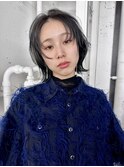 黒髪ショートボブレイヤー顔まわりカット