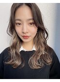 韓国風前髪なしのロングレイヤー×インナーカラー　大宮