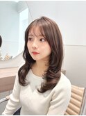 レイヤー内巻きロングゆるふわエレガントマロンブラウン