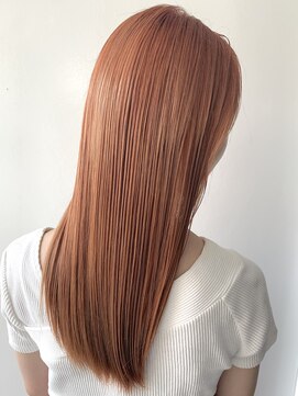 【セミロング（髪質改善）】×【コーラルオレンジ】