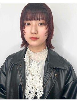 テラスグレース 横浜(TERRACE GRACE) ウルフボブ×透け感ボルドー