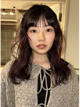 ドロップ(drop) ワインレッド/チェリーレッド/シースルバング/こなれミディ