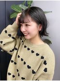 ミニボブ外ハネボブ黒髪暗色カラー
