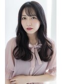 大人可愛い韓国式小顔２WAYバングレイヤーカット　黒髪ロング