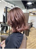 前髪　マルチボブ　ピンクベージュ　インナーグレージュ　ウルフ