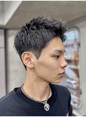 刈り上げアップバングスパイキーショートパーマスパイラルパーマ