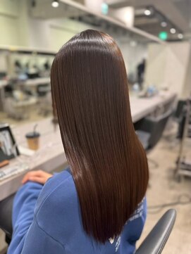 キュア 表参道(CURE) ブリーチなし/髪質改善/ピンクベージュ/グレーブラウン縮毛矯正