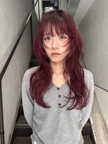 パーク(PAAQ)&nbsp;ブリーチなしダブルカラー/レイヤーハッシュカット/ワインレッド