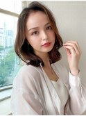 松宮錦糸町ヨシンモリココアベージュ前髪パーマミディアムウルフ