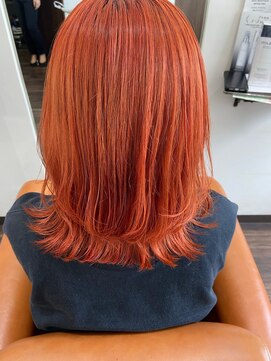 ヘアガーデン ティアラ(Hair Garden TIARA) 韓国★ハイトーンカラー×ビビットオレンジ結べるボブ