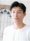 ワイルドな七三アップバングノンジアミンカラーショートE草加