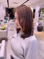 ワンカールで可愛いミディアムレイヤー前髪カット髪質改善