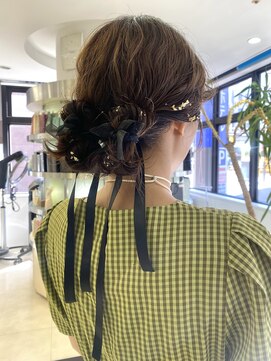 プランタン フォー ヘアー(printemps FOR HAIR) __お呼ばれアレンジ__ツインアレンジ__リボンアレンジ