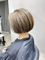 エトラ 渋谷店(etora)&nbsp;透明感◎ 丸みボブ ハイトーンボブ オリーブグレージュ