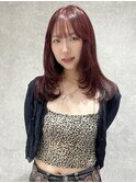 カシスレッドブリーチなしダブルカラーミディアムレイヤー渋谷