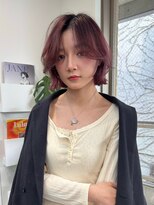 サンク 原宿 表参道(cinq)&nbsp;原宿ブリーチなしダブルカラーピンクベージュミディアムボブ20代