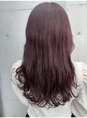 大人可愛いピンクブラウンゆるふわナチュラルウェーブロング