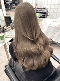 韓国ヘア顔周りレイヤーミルクティーベージュ暗めグレージュ