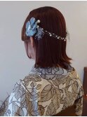 ボブハーフアップアレンジ/卒業式・成人式ヘアセット