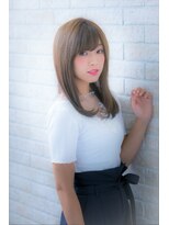 ヘアーアートシフォン 池袋西口店(Hair art chiffon)&nbsp;斜めバングクラシカルワンレンセンターパート厚めバングボルドー