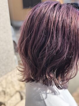 髪きる、ところ。 パープル×外ハネボブ