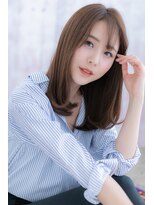 ミック 日暮里店(miq)&nbsp;ミルクティーアッシュ斜めバング小顔レイヤーロングb1