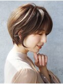 前髪あり大人小顔ショートボブ 30代40代50代【AIN.表参道】川原