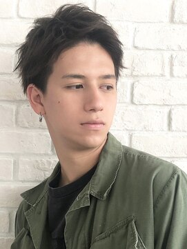 ニュアージュ 表参道 南青山(Nuage’) メンズショート小顔アップバング【Nuage'】アッシュブラック