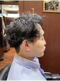 MEN'Sアッシュメンズツーブロックハードパーマ