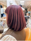 アンブレラカラー　ピンクバイオレット ミディアムボブ