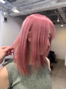 バンクスヘアー(BANK'S HAIR) ケラチン透明感ペールピンク×ストレートミディ