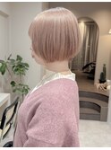 ピンクカラーボブ/ハイトーンピンクベージュ