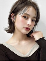 ノヴェル 旭ヶ丘店(NOVEL)&nbsp;小顔外ハネミディアムアッシュ20代30代40代くびれミディ韓国ヘア