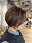 夏カラー◎大人ハンサムショート小顔カットブリーチなしカラー